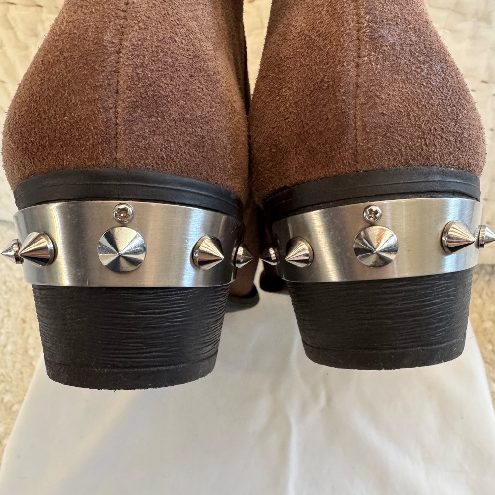 Circus Sam Edelman Holt Bootie 7.5 Brown Suede Studded Western Ankle Boot, NWOT - Picture 6 of 16